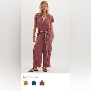 Free People Hit The Coast Coveralls Jumpsuit Onesie with Belt